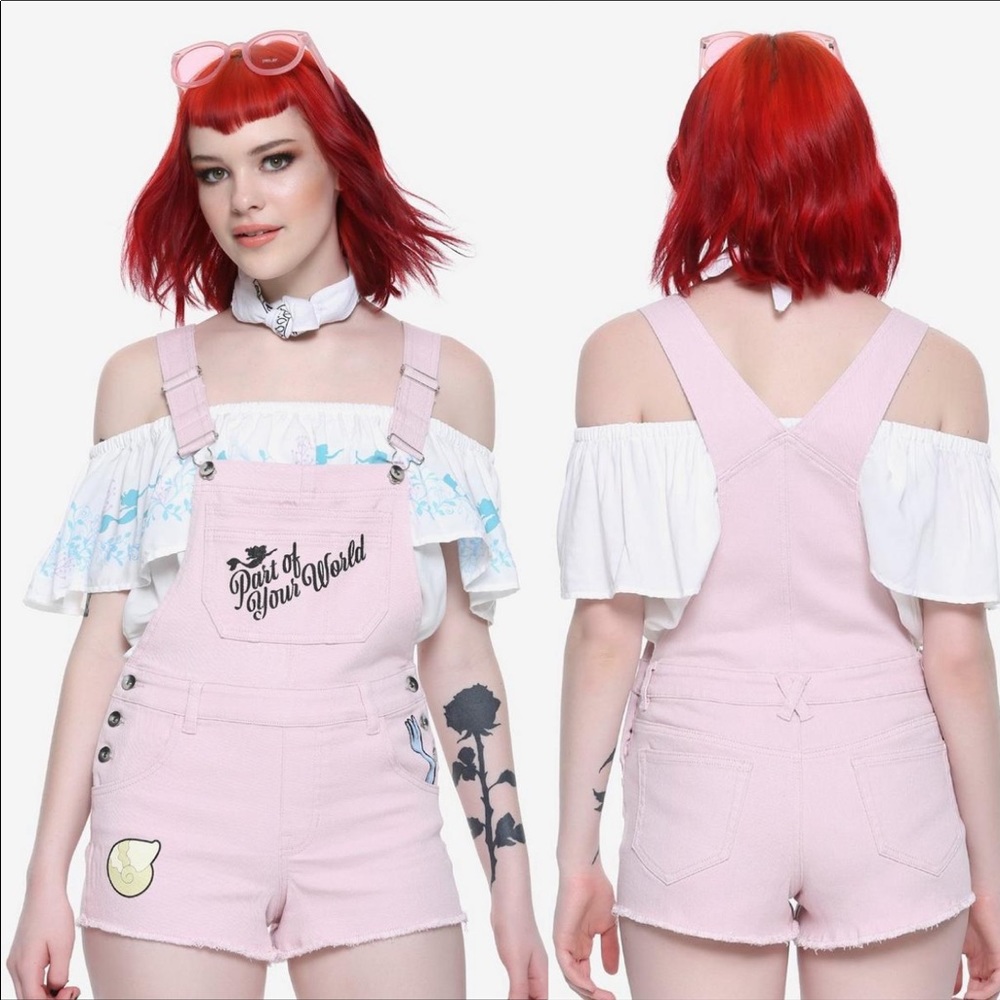 Disney The Little Mermaid Ariel Shortalls Overalls size M Medium